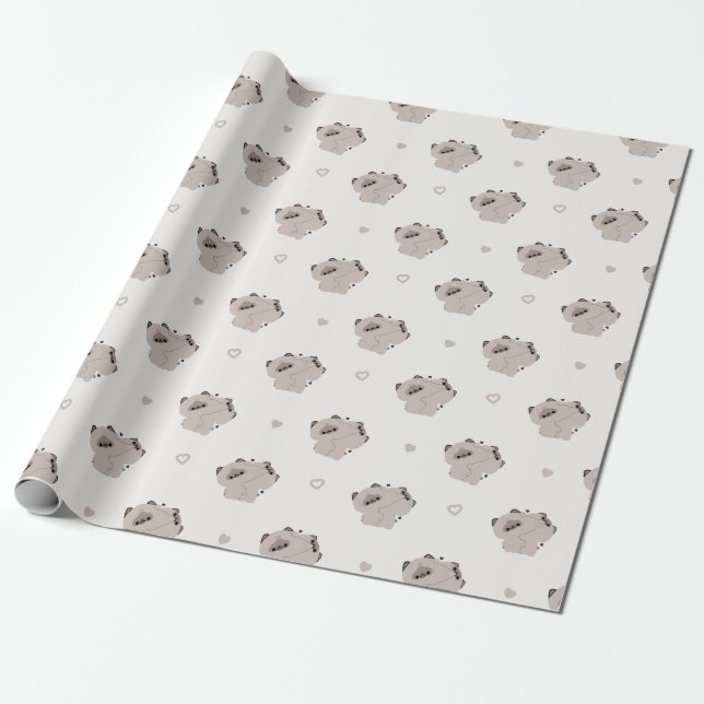 Balinese Cat Couple Wrapping Paper (Unrolled)