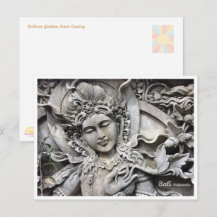 Balinese Goddess Stone Carving Postcard