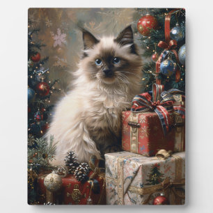 Balinese Kitten Christmas Cat Portrait Art Plaque