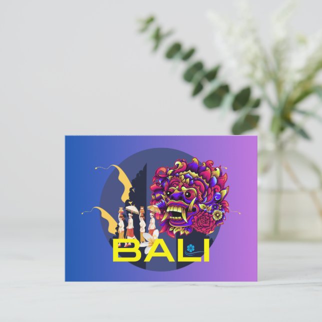 "Bali's Enchanting Barong: A Captivating Postcard" Postcard (Standing Front)