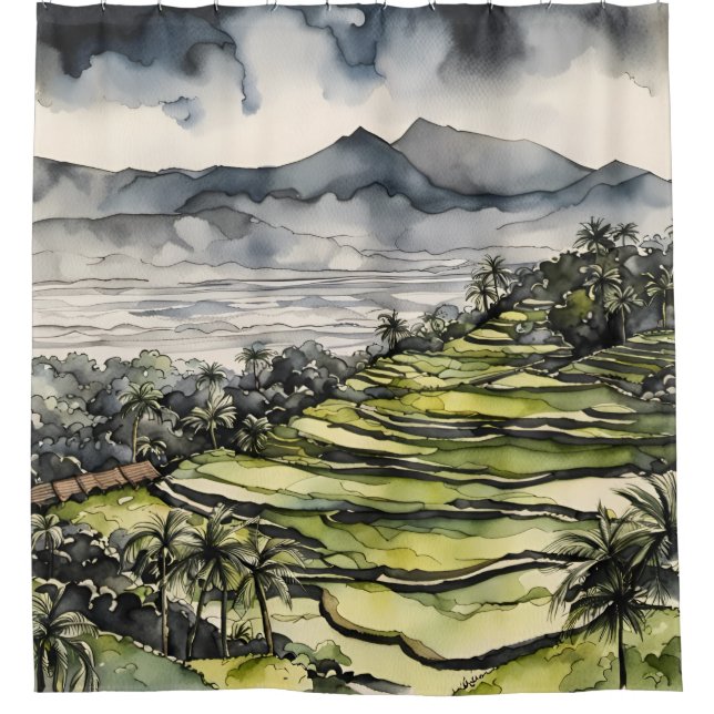 Bali's Paddy Symphony Shower Curtain (Front)