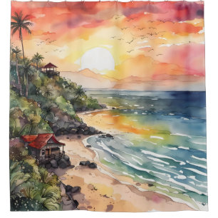 Bali's Sunset Serenade Shower Curtain