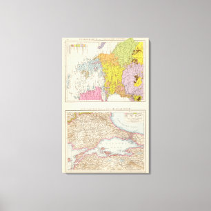 Balkan Peninsula  and Constantinople Map Canvas Print