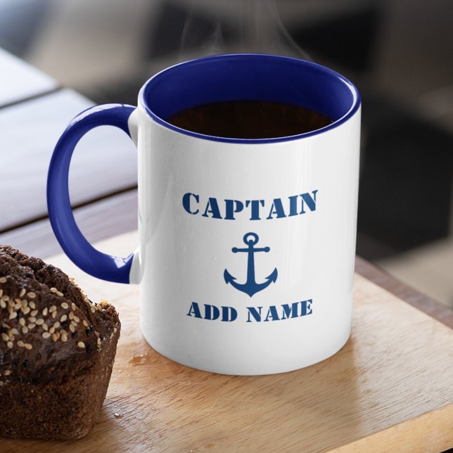 Ball Anchor Blue Captain Add Name Boat Name Combo Mug (Creator Uploaded)
