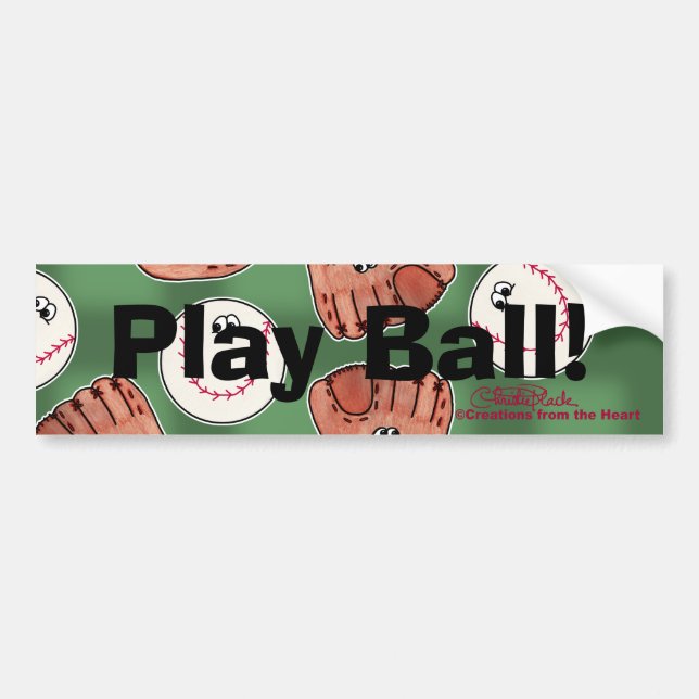 Ball and Glove Collage Field Background Bumper Sticker (Front)