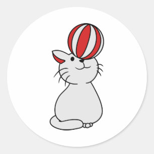 ball, art, cute, cute, cat, cute, cat, cute, comic classic round sticker