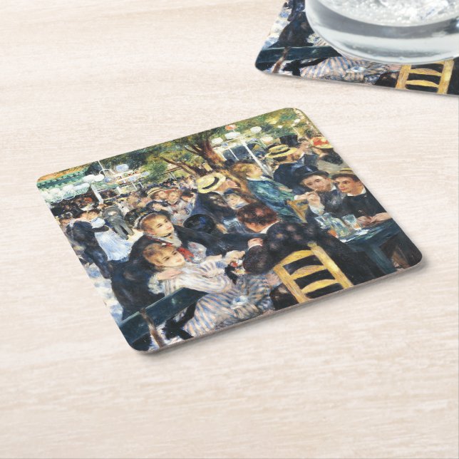 Ball at the Moulin de la Galette Party Renoir  Square Paper Coaster (Angled)