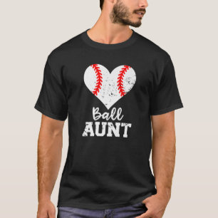 Ball Aunt Heart Funny Baseball Aunt T-Shirt