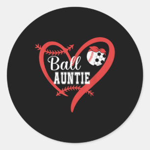 Ball Auntie Baseball Soccer Player Heart Love _1 Classic Round Sticker