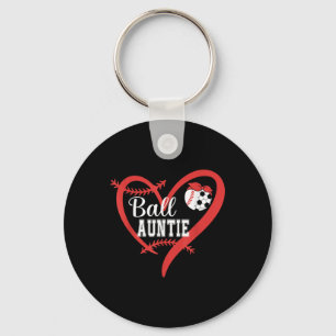 Ball Auntie Baseball Soccer Player Heart Love _1  Key Ring