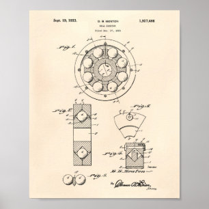 Ball Bearing 1933 Patent Art Old Peper Poster