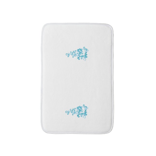Ball Blue, Medium Turquoise decorative design Bath Mat (Front Vertical)