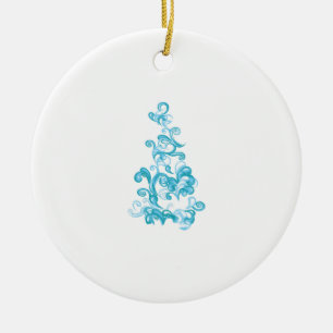 Ball Blue, Medium Turquoise decorative design Ceramic Tree Decoration