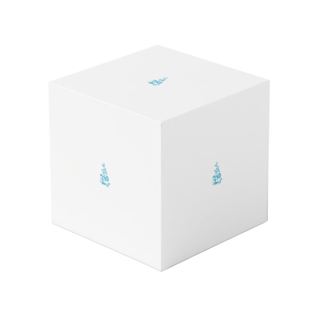 Ball Blue, Medium Turquoise decorative design Cube (Front Angled)