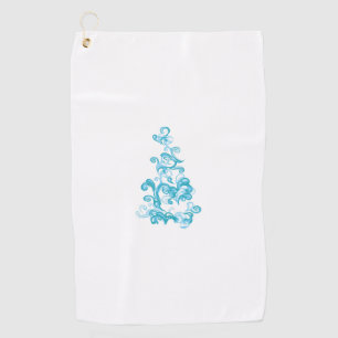 Ball Blue, Medium Turquoise decorative design Golf Towel