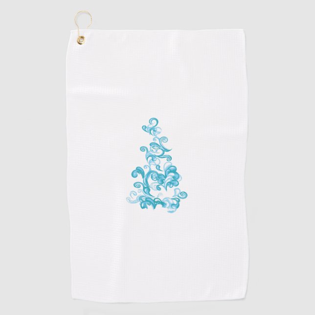 Ball Blue, Medium Turquoise decorative design Golf Towel (Front)