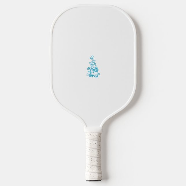 Ball Blue, Medium Turquoise decorative design Pickleball Paddle (Front)