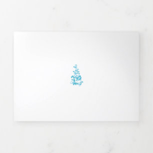 Ball Blue, Medium Turquoise decorative design Tri-Fold Card
