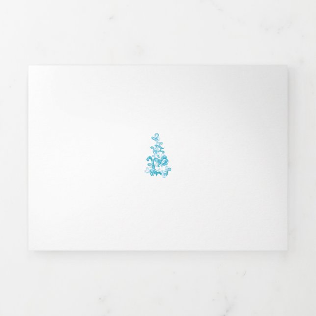 Ball Blue, Medium Turquoise decorative design Tri-Fold Card (Cover)