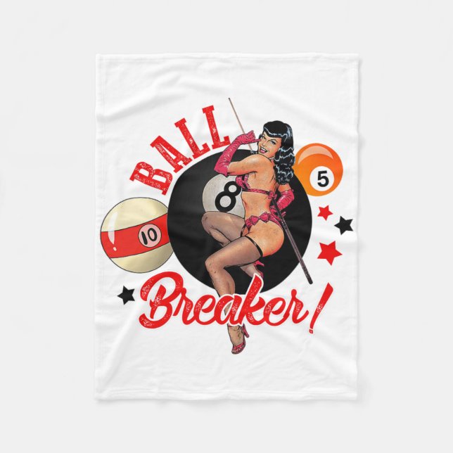 Ball Breaker Funny Pool Player Billiard Lover Bill Fleece Blanket (Front)