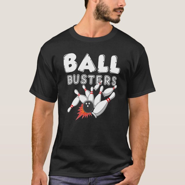 ball busters Couples Matching Bowling T-Shirt (Front)