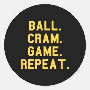 Ball Cram Game Repeat Basketball Graduate Fun Fan Classic Round Sticker