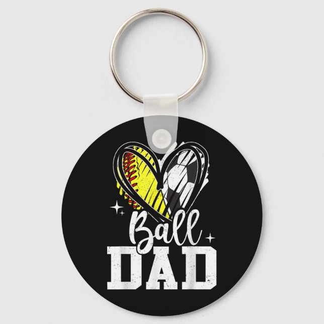 Ball Dad Softball Soccer Ball Dad Of Both  Key Ring (Front)