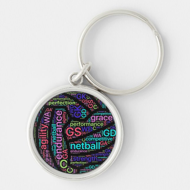 Ball Design Inspirational Words Netball Key Ring (Front)