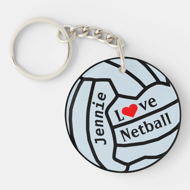 Ball Design Personalised Netball Keyring (Front)