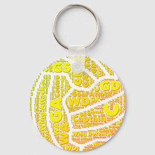 Ball Design Yellow Netball Key Ring