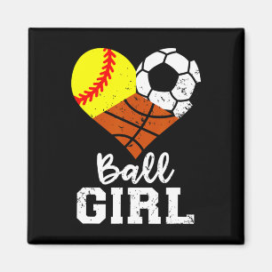 Ball Girl Fun Softball Soccer Basketball Girl Magnet