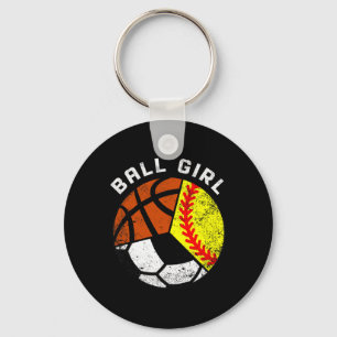 Ball Girl Fun Softball Soccer Basketball Player Key Ring