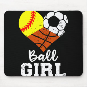 Ball Girl Funny Softball Soccer Basketball Girl Pr Mouse Pad