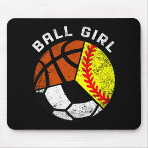 Ball Girl Funny Softball Soccer Basketball Player Mouse Pad