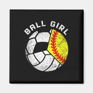 Ball Girl Softball Volleyball Soccer Funny Triple Magnet