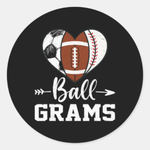 Ball Grams Soccer Football Baseball Player Classic Round Sticker