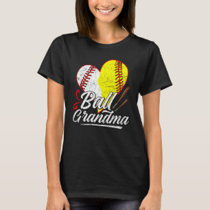 Ball Grandma Baseball Softball Mom Heart Womens Mo T-Shirt