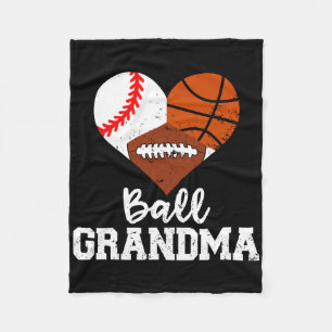 Ball Grandma Fun Baseball Basketball Football Fleece Blanket