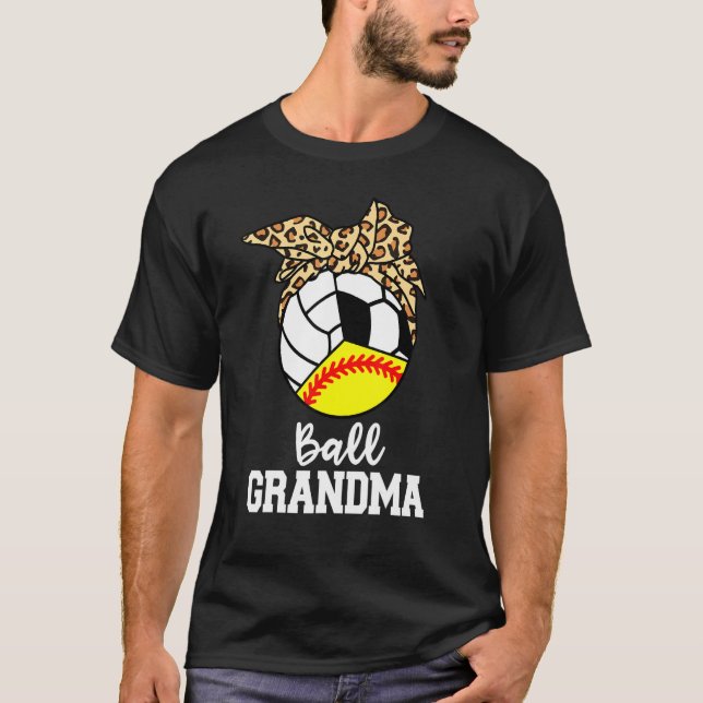 Ball Grandma Softball Volleyball Soccer Leopard Gr T-Shirt (Front)