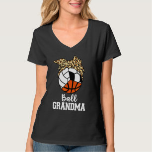 Ball Grandma Volleyball Soccer Basketball Leopard  T-Shirt