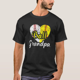 Ball Grandpa Baseball Softball Sports Grandfather T-Shirt