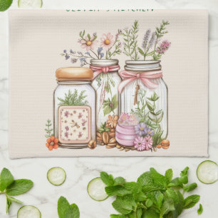 Ball Jar Whimsical Watercolor Tea Towel