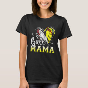 Ball Mama Heart Baseball Softball Mom Mommy Mother T-Shirt