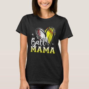 Ball Mama Heart Baseball Softball Mum Mummy Mother T-Shirt
