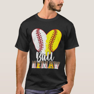 Ball Memaw He Softball Baseball Memaw Grandma T-Shirt