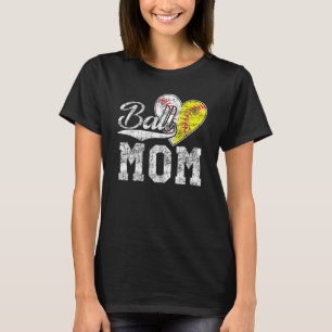 Ball Mom Baseball Softball Heart Sport T-Shirt