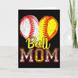 Ball Mom Baseball Softball Mama Team Sports Leopar Card