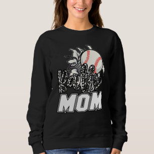 Ball Mom Cheetah Baseball Softball Mama Women Moth Sweatshirt