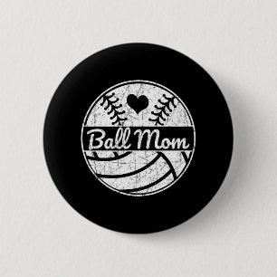 Ball Mom Half Baseball Softball Half Volleyball 6 Cm Round Badge