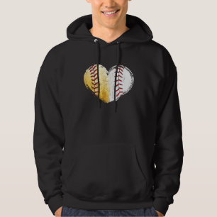 Ball Mom Heart Baseball Softball Mama Women Mother Hoodie